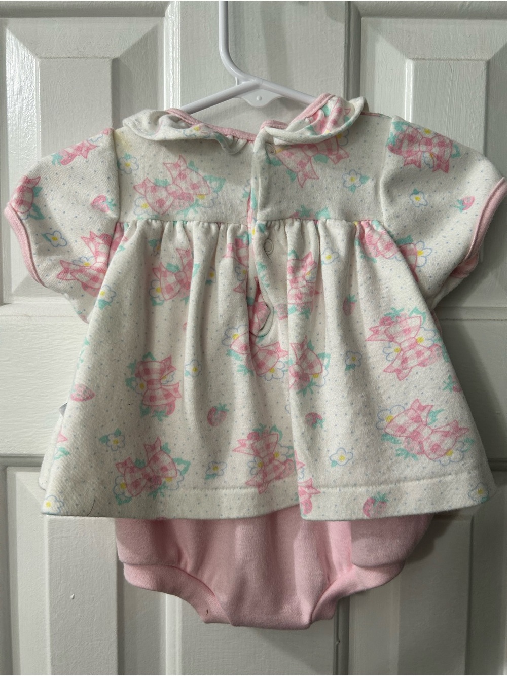 Vintage Little Me Baby Dress & Bloomers Set 3M Pink Gingham Bows Cottagecore - Picture 2 of 5
